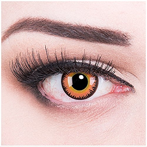 funnylens 1 par de colores naranja marrón Crazy FUN Naranja Werewolf Año Contacto lente + 4 sangre kapseln. Perfección a Halloween, carnaval, o fasnacht con Gratis Contacto lente recipiente sin