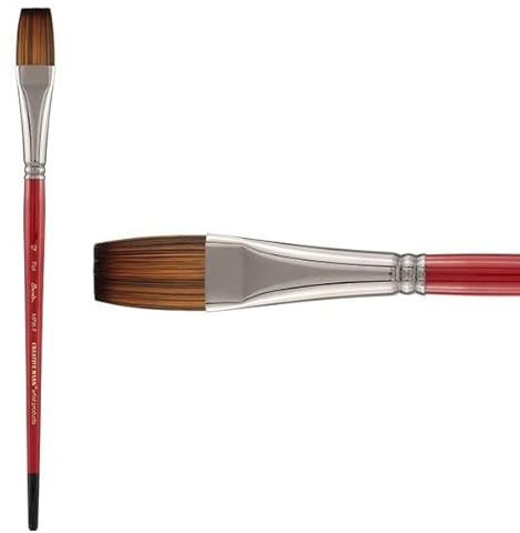 Creative Mark Staccato Artist Paintbrushes Synthetic Long Handled Brushes for Acrylics Handmade and Full Bodied with Springy Response - [Flat - Size 12]