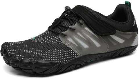 SAGUARO Barfotaskor herrar damer, sommar, ventilerande, träningsskor, halkfria trekking, terränglöparskor, Slip On, Svart New A, 43 EU