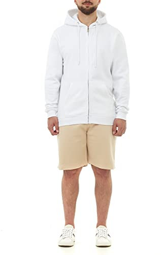 M17 Mens Recycled Zip Up Hoodie Casual Hooded Sweatshirt Hoody Zipper Plain Top Long Sleeve Jacket (S, White)