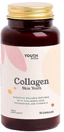 SKIN YOUTH COLLAGÈNE VERISOL ANTI-ÂGE - Verisol hydrolysé breveté + Acide hyaluronique + Resvératrol + Vitamine C - Anti-rides - Prévient et retarde le vieillissement cutané - 60 gélules