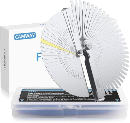 CAMWAY Galgas Reglaje Valvulas 32 Cuchillas + Galgas de Espesor Cónica 32 Cuchillas, Medidor de Espesor, Herramienta de Medición de Doble Métrica e Imperial