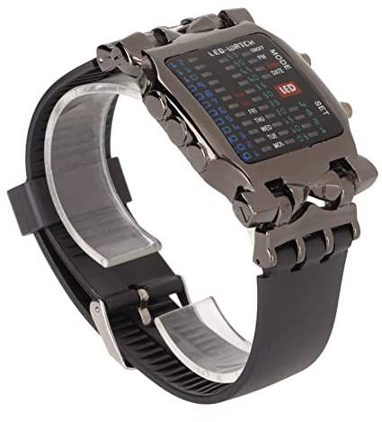 Men's LED Watch, Accurate Binary Classic Men's Wrist Watch HZ466 31 LEDs with Binary Time Mode Display for Business for Father