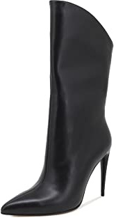 QUEEN HELENA Stivaletti a Punta con Tacco a Spillo Zip Laterale Stivali Casual Donna K2091 (Nero, numeric_40)