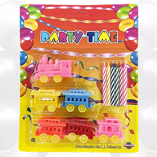 Coches de carreras de aviones y tren porta velas para decoración de tartas de cumpleaños con simpáticas velas de colores para fiesta (trenín)