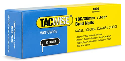 TACWISE 1711 Clavos Brad Galvanizados de Tipo 18G / 30 mm, Plateado, Paquete de 4000