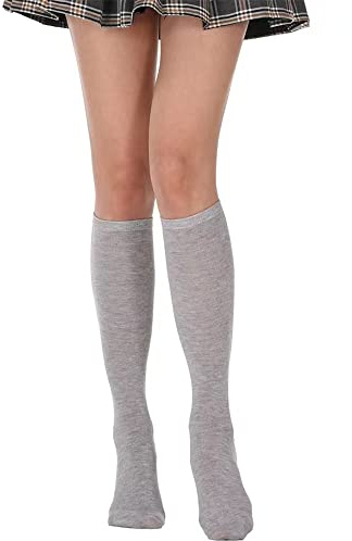FGFD&OU Knästrumpor för kvinnor, överknästrumpor, långa stickade varma höga knästrumpor, leggings, strumpor, överknä, cheerleader-kostym, sportstrumpor för kvinnor och flickor, Vadstrumpor ljusgrå, One Size