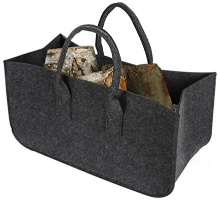 Bolsas de fieltro para la compra, cesta de la compra plegable, cesta de la compra de fieltro, bolsa de la compra, bolsa de fieltro grande con asas para periódico de leña, gris oscuro