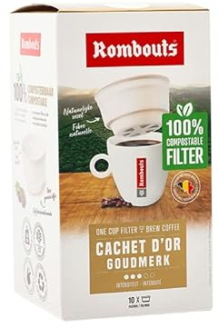 Rombouts Cachet D'or Lot de 4 filtres compostables pour une tasse – 40 filtres