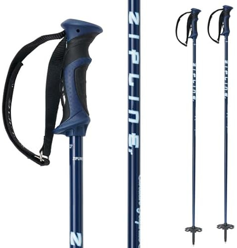 Zipline Blurr 16.0 Graphite Composite Downhill Ski Poles - Lightweight, Freeride All-Mountain, Vibration Dampening (Regal Blue, 48 in./122 cm)
