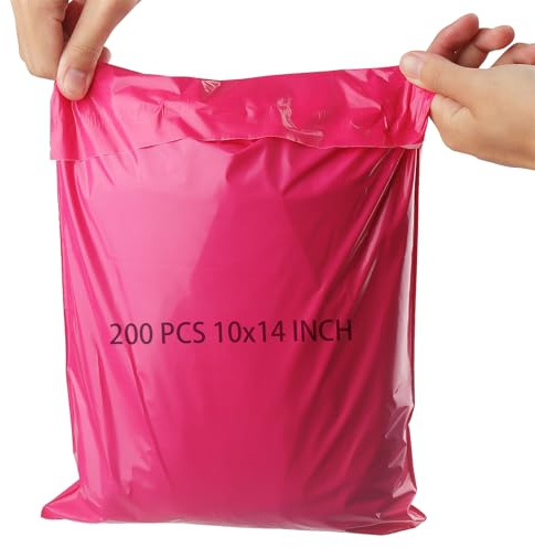 HAKZEON 200 PCS 10x14 Inch Mailing Bags Postage Bags for Clothes, Thickened Poly Self Seal Delivery Bag, Waterproof Packaging Parcel Bag for Shipping, Mail