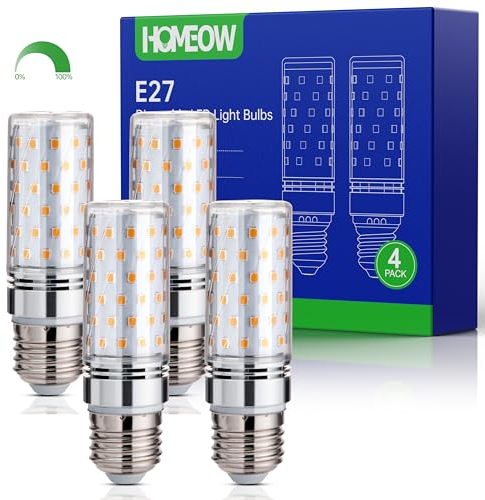 HOMEOW E27 LED Glühbirne Dimmbar Warmweiss 2700K, 12W LED E27 Mais Birne Lampen Ersetzt 100W, LED Leuchtmittel E27 1200LM, AC 220-240V, 4 Stück