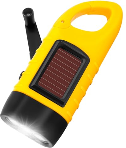 BINGKELE Wind Up Torch, LED Torch, Hand Crank Torc h, Solar Powered Torc h, Super Bright Emergency Tor-ch with Carabiner Hook, Portable Camping to RCH for Hiking, Outdoor, Survival Gear