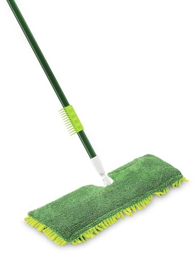 Libman Mocio in microfibra a 2 lati da 45,7 cm, mocio per pavimenti in legno duro, polvere per pavimenti con superfici dure, dita in microfibra, mocio piatto, testa girevole a 360 gradi, manico lungo