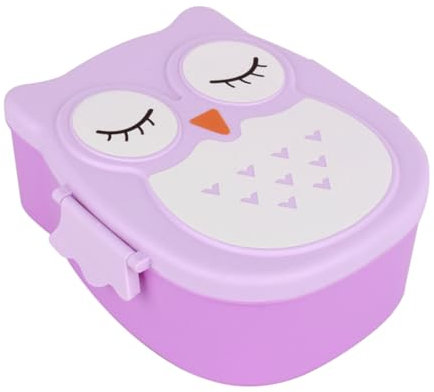 Kelepu Portapranzo per Bambini in Plastica Portatile 900 ml, Portamerenda Minnie per Microonde con Cucchiaio e Forchetta, Viola