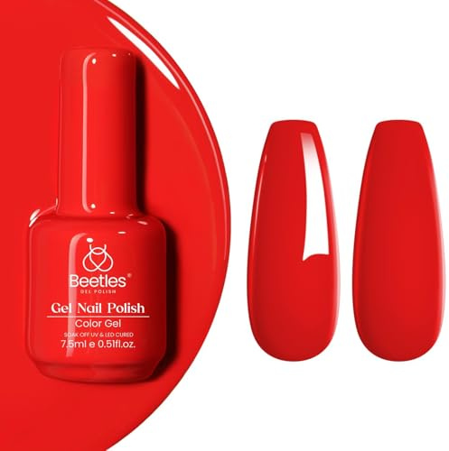 Beetles UV Gel Nagellack - 15 ml Echtes Rot Gel Nail Polish Neujahr rot Gellack Nagelgel für Anfänger Nagelgel Nagelkunst DIY Nail Art Geschenk