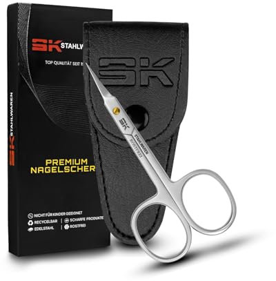 Hautschere Turmspitze Edelstahl Rostfreie Nagelhautschere Zum Schneiden von Nägeln und Hautresten Kombischere für Augenbraun Wimpern Sanfte Nagelpflege Kunstleder Schutzetui