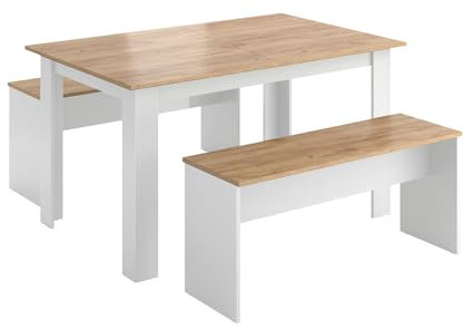 Vicco Eckbankgruppe Sentio, Küchentisch, Weiß/Goldkraft Eiche,