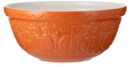 Mason Cash Pumpkin Mixing Bowl Size 12 | 4 Litre Capacity | Autumn Orange Earthenware Bowl with Embossed Pumpkin Design |Perfect for Halloween Christmas Thanksgiving