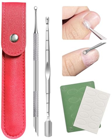 Loop Cuticle Pusher & Stainless Steel Nail Pusher with Dead skin fork Set