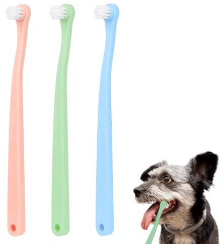 OUDQFCJ 3 Pezzi Spazzolino per Gatti e Cani Nylon Morbido Cura Dentale per Animali Domestici Spazzolino per Gengive Sensibili