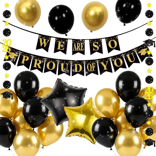 bannière félicitations diplômés classe décoration fête adieu ballons