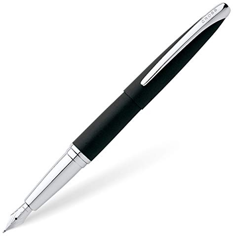 Cross ATX Füllfederhalter (M-Feder, inkl. 2 schwarze Tintenpatronen & Premium Geschenkbox) basalt-schwarz