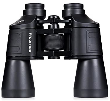 Praktica Falcon 7x50mm Porro Prism Field Black Binoculars - Fully Coated Lenses, Sturdy Construction, Aluminium Chassis, Sharp Clear Image, Bird Watching, Sailing, Hiking, Sightseeing, Astronomy