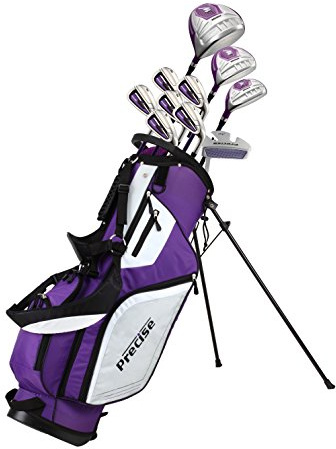Precise M5 Complete Womens Golf Clubs Full Set - Right Handed Golf Set for Women with Driver, Wood, Hybrid, Irons, Putter, Graphite Shafts, 3 Head Covers & Stand Bag - Regular Size, Purple