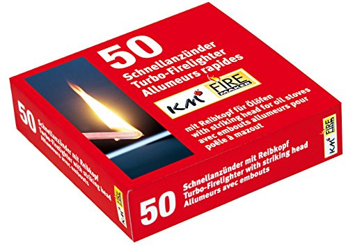 KM Firemaker – Lot de 24 boîtes de 50 allume-feux pour poêle à mazout avec tête d’allumage – Allumage rapide, pratique et sans résidus – Réf. 350