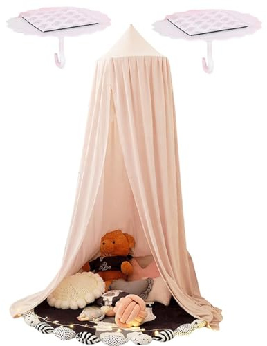 Lucpetk Baby Baldachin Betthimmel Kinder Babys Bett Baumwolle Hängende Moskiton für Schlafzimmer Ankleidezimmer Spiel Lesen Zeit Höhe 250 cm (Rosa)