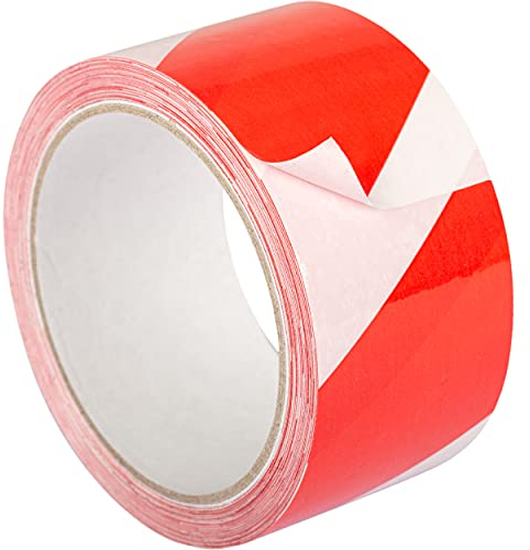GRIP Eventbasics Absperrklebeband rot weiß GT 801, Vinyl Warnklebeband 50 mm x 33 m, zur Bodenmarkierung und für Warnmarkierungen