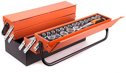 Benson Tools Profi-Werkzeugkoffer aus Stahl, 85-teilig – Ideal für Werkstatt und Garage, mit umfangreichem Sortiment aus Steckschlüsseln, Zangen und Schraubendreher