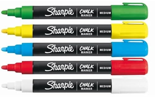Sharpie Whiteboard krita skrift markör våt radera svart tavla fönsterpennor kula medium tjocka spetsar flerfärgad flytande bläck vattenbaserad – 5-pack
