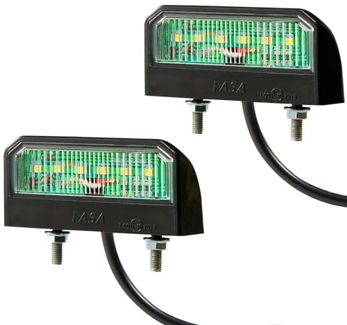 D-TECH 2 x LED Luce targa impermeabile per rimorchio,camper, trattori, fanali targa rimorchio,12V 24V universale LED luci targa posteriori rimorchio omologata,Viti e cavo inclusi,Luce bianca fredda