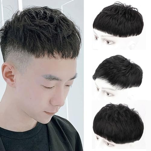 Toupet à clipser pour hommes, postiche courte en cheveux humains avec bande toupet pour la perte de cheveux masculine au quotidien(C,16 * 18CM)