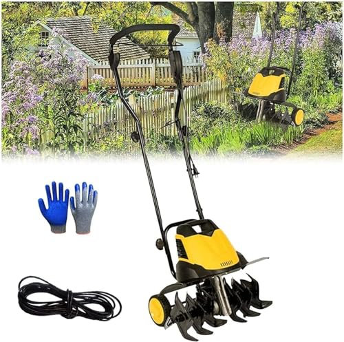 MekUk elektrische Motorhacke Grubberrotavator, 6 Klingen, Bodenbearbeitungstiefe 22 cm, Pflugbreite 45 cm, klappbare Motorhacke, for Rasen, Gemüsebeet für Gartenbeet