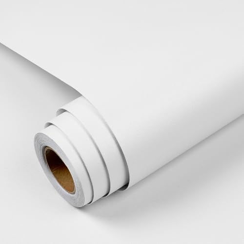 YENHOME Carta da Parati Autoadesiva Muro Bianca 40×300cm Carta Parati Adesiva Mobili Bianco Opaco Pellicola Autoadesivo PVC Impermeabile Decorativa per Cucina Camera da Letto Muro Porta