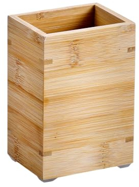 KESPER | Portaspazzolino con griglia di scarico, materiale: bambù, dimensioni: 8,5 x 6,5 x 12 cm, colore: marrone naturale | 19401