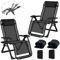 BYYBOU Sonnenliege Klappbar Liegestuhl Extrabreiter 83cm Gartenliege mit Verstellbarem Rückenlehne 200KG Relaxliege mit Auflage und Getränkehalter Gartenstuhl Strandliege im Freien - Schwarz(2 Set)