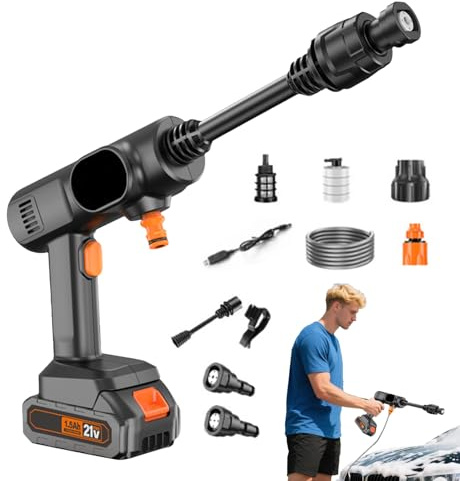 Hidrolimpiadora Sin Cable,Lanza De Alta Presión Sin Cable | Máquina de Lavado Manual Ajustable con 2 Modos para Coche Casa Patio Exterior Concreto Caravanas Entrada de Vehículos