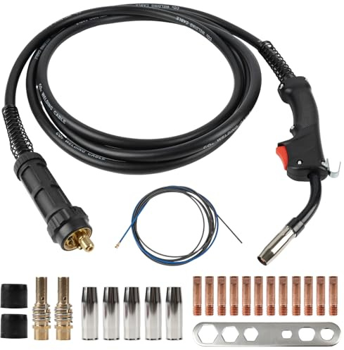 15AK MIG Torcia per Saldatura a Filo con Pacchetto di Tubi Flessibili per Gas di Protezione da 23 Pezzi, compatibile con Saldatrici MIG/MAG NBC250/280 e CO₂