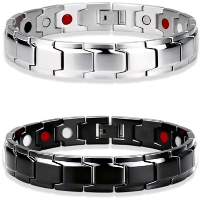 FUGLUS 2 pcs Bracciale in Rame Magnetico,Bracciale magnetico,Bracciale magnetico staccabile,per artrite Sollievo dal Dolore Prime Magnet Terapia e bracciali antidolorifici Aumento dell'energia