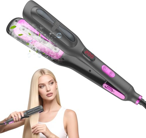 Piastra per Capelli a Vapore, Bwaliffury Piastra A Vapore Per Capelli,6 Temperatura Regolabile 100°C-230°C,Rivestimento in Ceramica con Funzione Degli Ioni Negativi,Lisciatura e protezione dei capelli
