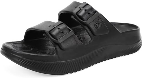 ONCAI Sandales de Récupération Femmes 2026 Boucle Réglables Confortable Orthopediques Fasciite Plantaire Slides Sport Extérieures été Légèr Antidérapante Tout Noir Taille 39