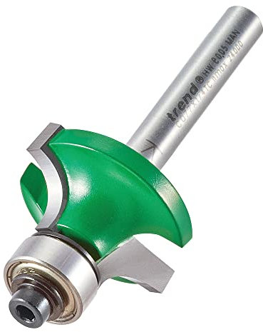 Trend CraftPro Guided Rounded Over Router Cutter Bit, 1/4 Inch Shank, 7.9mm Radius and 12.7mm Cut Length, Tungsten Carbide Tipped, C077X1/4TC, Black