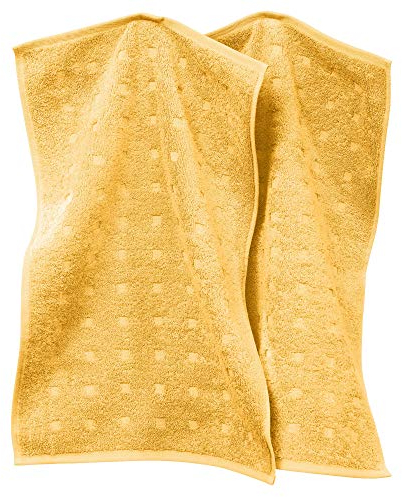 Möve Gästetuch Quadretti 2er-Pack Walk-Frottier gelb Größe 30x50 cm