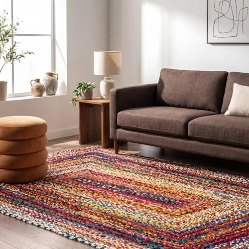 Nuloom Tammara Multicolor, 2' x 3', Hand Braided, Bohemian, Cotton, Soft and Cozy, High Traffic, Stain Resistant, Easy Clean, Durable Area Rug for Bedroom, Living Room, Dining, Den, Entryway