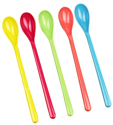 5 Stück Bunt Kunststoff Löffel Plastik Länge Löffel Eierlöffel Dessertlöffel Essbesteck Farbig