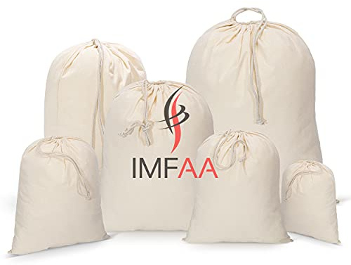 IMFAA Sack Drawstring Cotton Canvas Bags – Reusable, Eco-Friendly Storage & Laundry Bags for Clothes, Travel, Toys & Gifts (10, Medium(30x45) Cm)